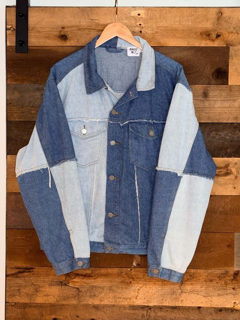 Princess Polly Vintage Two-Tone Patchwork Denim Jacket Size8